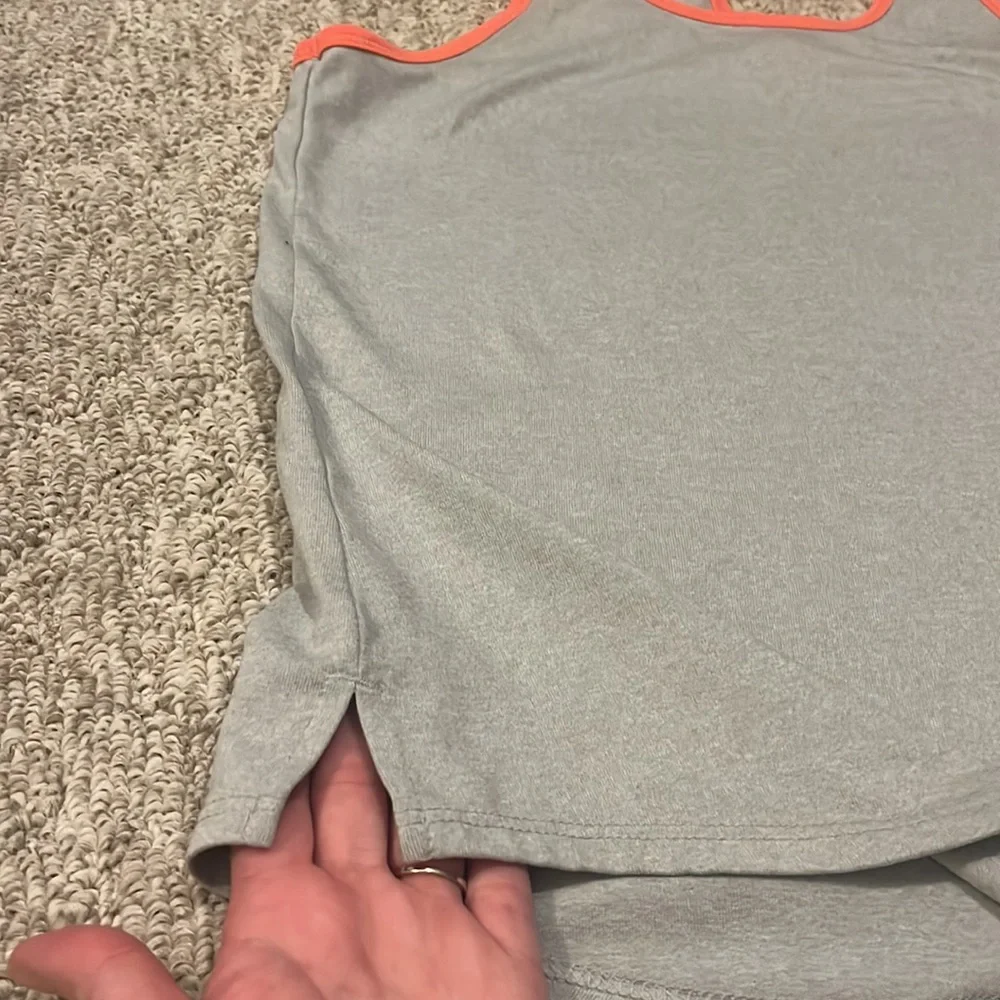 Old Navy Light Gray Racerback Active Go-Dry Tank w Coral Trim Girls’ M 10-12